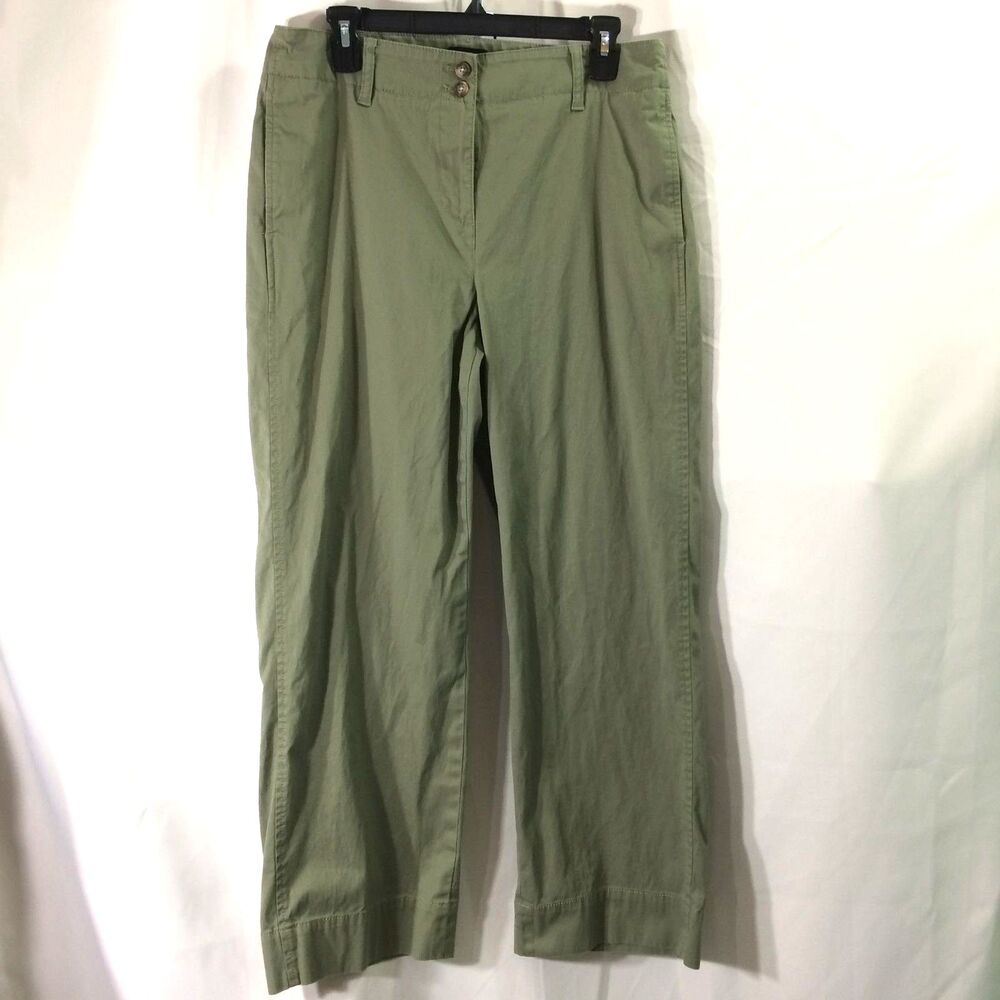 Talbots New England Chino Pants Olive Green Size 10 Cotton Stretch Mid Rise - Picture 2 of 5